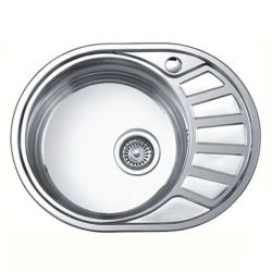 Мойка нерж врезная 450 х 570 х 180мм 0,8 овальная левая выпуск 3 1/2"  LEDEME