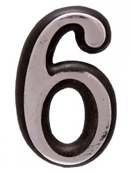 Цифра дверная "6" /хром/ ПЛАСТИК