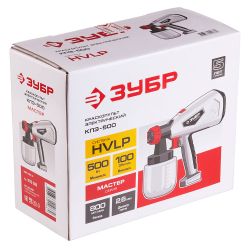 Краскораспылитель электрич  ЗУБР КПЭ-500 (500Вт,0-800мл/мин, 0.8л, сопло 2.6мм)