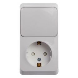 Блок о/п - розетка с/з, выключатель 1-ый  SCHNEIDER ELECTRIC Этюд белый