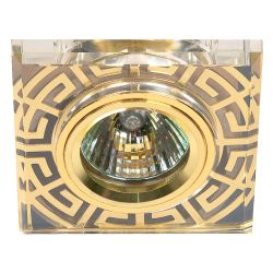 Светильник точечный MR16  GU5.3 12В 50Вт DK27 GD/WH 90/75мм декор стекло квадрат с рисунком   ЭРА