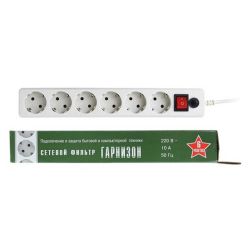 Фильтр сетевой 6 местный  1,8 метра 10А  ГАРНИЗОН