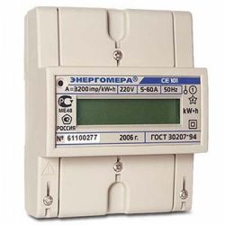 Счетчик электрич 1-фаз  однотариф  5-60А  ЭНЕРГОМЕРА CE 101 R5 (на DIN-рейку)