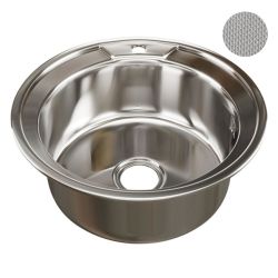Мойка нерж врезная 510 х 180мм 0,8 круглая выпуск 3 1/2" декор  MIXLINE