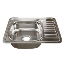 Мойка нерж врезная 480 х 580 х 160мм 0,6 левая выпуск 3 1/2"  MIXLINE