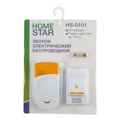 Звонок беспровод 32 мелодии,(2х1,5VAAА),HS-0101  HOMESTAR