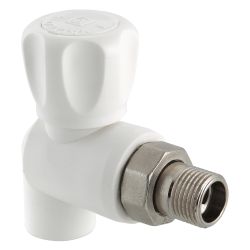 Кран шар для радиатора угловой 25 - 3/4" НР PPR белый  VALFEX