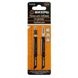 Полотно для эл/лобзика ВИХРЬ T111С по дереву, грубый рез 100х75мм (2шт)