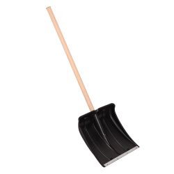 Лопата пластик для уборки снега 380 х 365мм с оцинк. планкой, с дер черенком  МЕТЕЛЬ №1