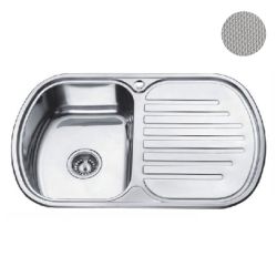 Мойка нерж врезная 490 х 770 х 180мм 0,8 левая выпуск 3 1/2" декор  LEDEME