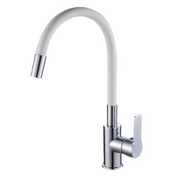 Смеситель для кухни 35 карт.  GOLDEN FOX SANTA-BARBARA  с бок. ручкой, гибкий излив, серый