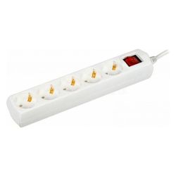Удлинитель 5 местный  3 метра с выкл  10А, с/з (ПВС 3х1)  GENERICA