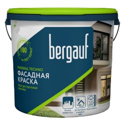 Краска водно-дисперсионная акриловая для фасадных работ BERGAUF Mineral Techno U база А, 9 л 