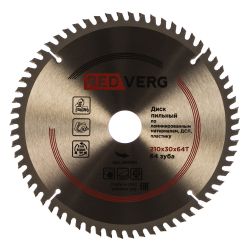 Диск пильный по ламинату 210х30/20/16мм. 64 зуба REDVERG