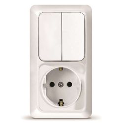 Блок 2-кл +1м евро с/з вертикальный белый  UNIVersal Олимп