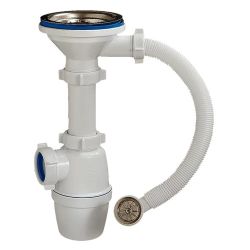 Сифон 3 1/2"  ОРИО нерж.  с круглым переливом, для гранитной мойки