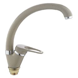 Смеситель для кухни 35 карт.  LEDEME  с бок. ручкой, литой излив, бежевый