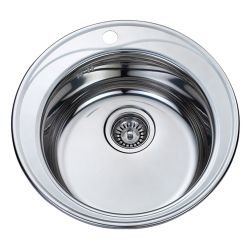 Мойка нерж врезная 510 х 180мм 0,8 круглая выпуск 3 1/2" декор  LEDEME