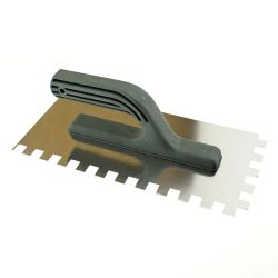 Гладилка нерж с пласт. ручкой 280х130мм, зуб 12х12мм  ЧЕГЛОК