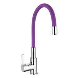 Смеситель для кухни 35 карт.  LEDEME  с бок. ручкой, гибкий излив, фиолетовый