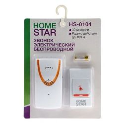 Звонок беспровод 32 мелодии,(2х1,5VAAА),HS-0104  HOMESTAR