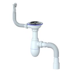 Сифон 3 1/2"  UNICORN нерж. с круглым переливом и гофрой 40х40-50