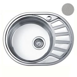 Мойка нерж врезная 450 х 570 х 180мм 0,8 овальная левая выпуск 3 1/2" декор  LEDEME