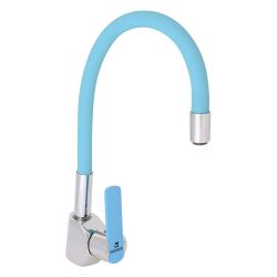 Смеситель для кухни 35 карт.  GOLDEN FOX SANTA-BARBARA  с бок. ручкой, гибкий излив, синий