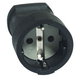 Штепсельная розетка с/з  UNIVersal черн. ПВХ-облив