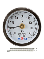 Термометр биметаллический D   63 зад.подкл. (0...+160*C) L  60  ЭКОМЕРА