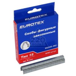Скобы для степлера тип   15,   4 мм д/прямоуг. кабеля, закален, 630шт  EUROTEX
