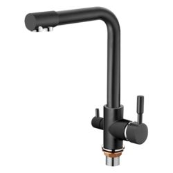 Смеситель для кухни 35 карт.  LEDEME  с бок. ручкой, вых для питьевой воды, темно-серый