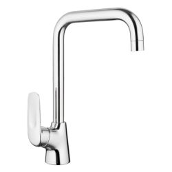 Смеситель для кухни 35 карт.  LEDEME  с бок. ручкой, прямоугольный излив