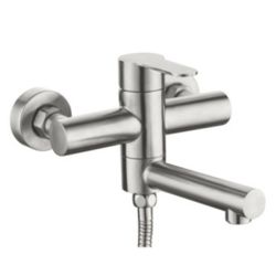 Смеситель ванн.-душ. 35 карт.  LEDEME  короткий излив, нерж, сатин