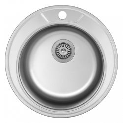 Мойка нерж врезная 490 х 180мм 0,8 круглая выпуск 3 1/2" декор  LEDEME