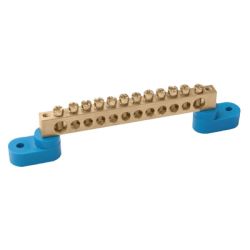 Шина земля на 2 угловых изоляторах 6х  9мм, D4-6мм,   8 отверстий