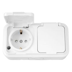 Розетка 2-ая о/п с/з с крышкой Пралеска Аква  BYLECTRICA