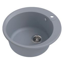 Мойка кварцевый песок накладная 500 х 200мм круглая серый металлик RUND  EWIGSTEIN