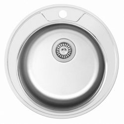 Мойка нерж врезная 490 х 180мм 0,8 круглая выпуск 3 1/2" матовая  LEDEME