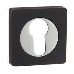 Накладка на цилиндр квадр. E7 Y  черный ник.- хром /ГАРАНТ/