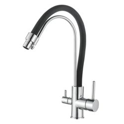 Смеситель для кухни 35 карт.  LEDEME  с бок. ручкой, вых для питьевой воды, черный