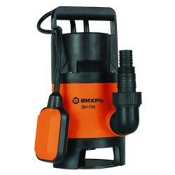 Насос дренажный ДН-  750 (255л.м., глубина 8м, напор 8м, д.ч.35мм, 750Вт) ВИХРЬ
