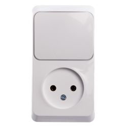 Блок о/п - розетка б/з, выключатель 1-ый  SCHNEIDER ELECTRIC Этюд белый