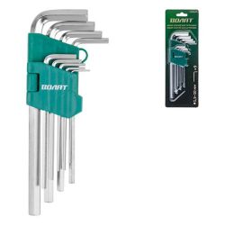 Набор ключей имбусовых, длинные HEX 1,5-10мм, 9шт  ВОЛАТ
