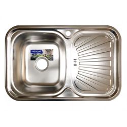 Мойка нерж врезная 490 х 750 х 180мм 0,8 левая выпуск 3 1/2"  LEDEME