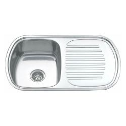 Мойка нерж врезная 490 х 800 х 180мм 0,8 левая выпуск 3 1/2"  МЕЛАНА