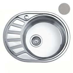 Мойка нерж врезная 450 х 570 х 180мм 0,8 овальная правая выпуск 3 1/2" декор  LEDEME