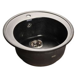 Мойка иск мрамор накладная 510 х 190мм круглая черный RONDO  GRANFEST