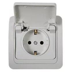 Розетка 1-ая с/п с/з с крышкой CLASSICO ASD белый