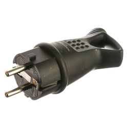 Вилка с/з прямая с ушком каучук, 16А  UNIVERSAL